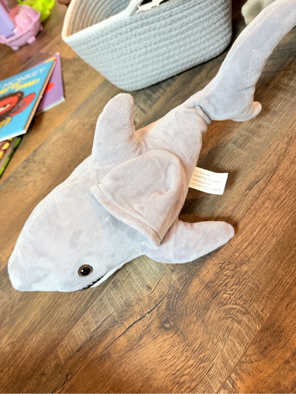 Plush Shark Soft Toy - Light Gray - with pouch